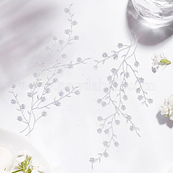 綿刺繍装飾アクセサリー6個  アップリケ  花  銀  450~470x1mm&nbsp;AJEW-GF0014-16B