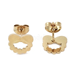 PVD真空メッキ304ステンレススチールスタッドピアス（女性用）  中空の結節  ゴールドカラー  8.5x10mm&nbsp;EJEW-A048-18G