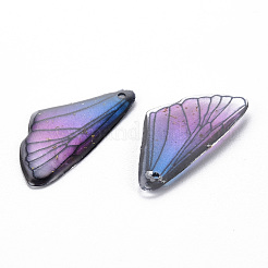 透明樹脂ペンダント  金箔  昆虫の羽  ミディアム蘭  24.5x11.5x2mm  穴：1mm&nbsp;RESI-Q216-001C