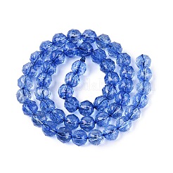 クラックル透明ガラスビーズ連売り  模造ゼリー  ラウンド  多面カット  藤紫色  7.5~8mm  穴：0.8~1.5mm  約48~49個/連  13.98~14.57インチ（35.5~37cm）&nbsp;GLAA-Q108-02A-02