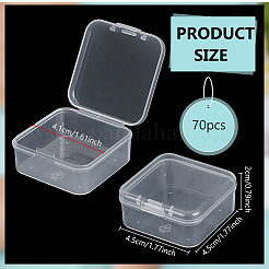 ヒンジ付き蓋付きプラスチックボックス70個  ビーズ保存容器  正方形  透明  4.5x4.5x2cm  内径：4.1x4.1のCM&nbsp;CON-BC0007-65