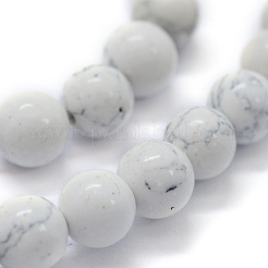 合成ターコイズビーズ連売り  ラウンド  ホワイトスモーク  8mm  穴：0.8mm  約48個/連  15インチ&nbsp;G-P386-01-8mm