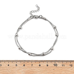 304ステンレススチールサテライトチェーンマルチ連ブレスレット男性用女性用  ステンレス鋼色  6-7/8インチ（17.4cm）&nbsp;BJEW-Q038-11P