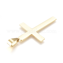 304ステンレスペンダント  大穴ペンダント  クロス  ゴールドカラー  43x26x1mm  穴：9mm&nbsp;STAS-F239-14G