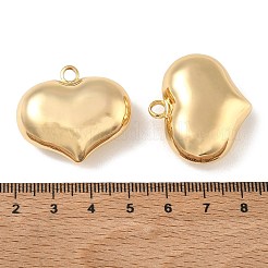 真鍮チャーム  ハートチャーム  18KGP本金メッキ  28x31x13mm  穴：3mm&nbsp;KK-CBAD851-03G-07