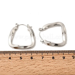 変色しない304ステンレススチール製台形フープピアス（女性用）  ステンレス鋼色  25x26x3.5mm  ピン：0.7mm&nbsp;EJEW-P202-05P