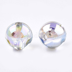透明プラスチックビーズ  ABカラーメッキ  ラウンド  クリアAB  8mm  穴：1.8mm  2000個/ 500g&nbsp;OACR-S026-8mm-16