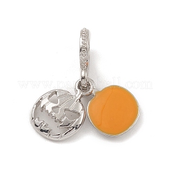 合金エナメルヨーロピアンダングルチャーム  大穴ペンダント  ハロウィンカボチャ  プラチナ  27mm  穴：4.5mm  ペンダント：16x11x2mm&nbsp;PALLOY-I218-20P
