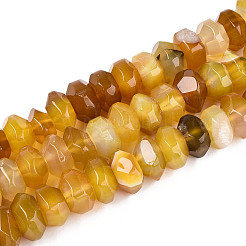 天然石瑪瑙ビーズ連売り  染め  多面カット  ロンデル  ゴールデンロッド  11~18x11~18x8~10mm  穴：1.2mm  約40~41個/連  14.57~14.96インチ（37~38cm）&nbsp;G-N356-01A-18