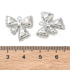 真鍮マイクロパヴェクリアキュービックジルコニアペンダント  ちょう結びのチャーム  プラチナ  17.5x18x3.5mm  穴：1.2mm&nbsp;KK-C259-17P