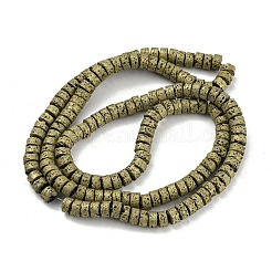 電気メッキされた天然溶岩岩ビーズ連売り  コラム  黄金メッキ  4~4.5x2~2.5mm  穴：1mm  約154個/連  16.54''（42センチメートル）&nbsp;G-Z032-J03-11D