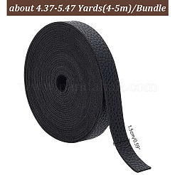平らな模造革コード  ブラック  15mm  約4.37~5.47ヤード（4~5m）/バンドル&nbsp;OCOR-WH0086-69A-01