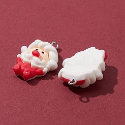 10個5スタイル不透明樹脂ペンダント  プラチナトーンの鉄ループ付き  クリスマスツリー、鹿、雪だるま、家、サンタクロース  ミックスカラー  26.5~34x15~21.5x5~7mm  穴：2mm  2個/スタイル&nbsp;RESI-FS0001-30
