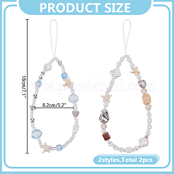 合成ターコイズ＆アクリル＆ガラスの携帯ストラップ  ヒトデ  ミックスカラー  181mm&nbsp;HJEW-AR00026