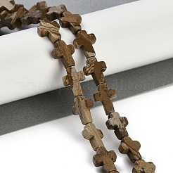 天然石ピクチャージャスパービーズ連売り  クロス  15x11.5x4.5mm  穴：0.7mm  約25個/連  15.75''（40センチメートル）&nbsp;G-I369-A05-02