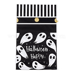 長方形のハロウィンキャンディビニール袋50個  ゴーストプリントのキャンディ巾着袋  ブラック  23.2x14.9x0.05cm&nbsp;ABAG-U001-01R