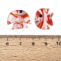 手作りの透明ランプワークビーズ  縞模様の魚  レッドオレンジ  13~16x16.5~19.5x9~10.5mm  穴：1.5~2mm&nbsp;LAMP-N042-20E