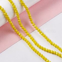 ファセット(32面)ガラスビーズ連売り  ラウンド  ミックスカラー  4mm  穴：1mm  約83~93個/連  31.3~35.3cm&nbsp;EGLA-J042-35A-M