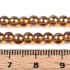 電気メッキ透明ガラスビーズ連売り  ラウンド  ABカラーメッキ  ペルー  4~4.5mm  穴：0.6mm  約97~100個/連  14.76~15.16''（37.5~38.5センチメートル）&nbsp;GLAA-T032-T4mm-AB23