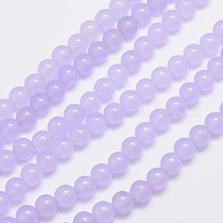 天然石&染め加工マレーシアジェイドビーズ連売り  ラウンド  ライラック  6mm  穴：0.8mm  約64個/連  15インチ&nbsp;G-A146-6mm-A18