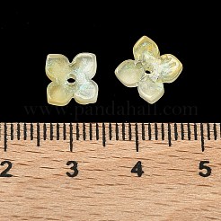 染色・加熱ガラスビーズキャップ  4  - 花びらの花  ライトゴールデンロッドイエロー  10x10x3.5mm  穴：1.4mm&nbsp;GLAA-Z019-01D