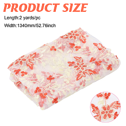 花柄のポリエステル刺繍レース生地  服装アクセサリー  レッドオレンジ  1340x0.7mm  2ヤード/個&nbsp;DIY-WH0888-199B