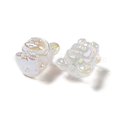 UVメッキレインボー虹色アクリルビーズ  クマの服を着た女の赤ちゃん  透明  17.5x16.5x14mm  穴：3.5mm&nbsp;LS-PACR-M002-01F