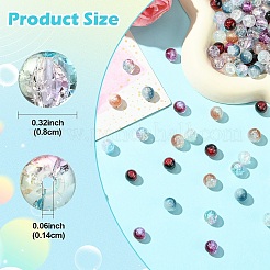透明クラックルガラスビーズ連売り100本  ラウンド  紺碧  7~7.5x8.2mm  穴：1.4mm&nbsp;GLAA-YW0004-46A