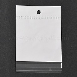 レクタングルセロハンのOPP袋  吊り下げ穴付きトップセルフシールバッグ  ホワイト  12x8x0.01cm  穴：7mm&nbsp;OPC-Z001-01A