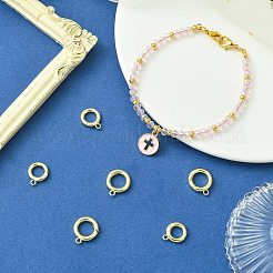 6個 2スタイルラックメッキ真鍮スプリングゲート留め金  長持ちメッキ  鉛フリー＆カドミウムフリー＆ニッケルフリー  リング  18KGP本金メッキ  13.8~16x11~13x2.5~3mm  穴：1.5mm  3個/スタイル&nbsp;KK-CJ0002-61