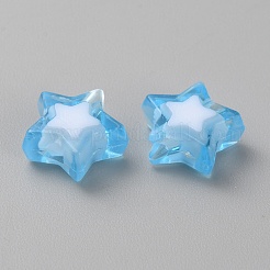 透明なアクリルビーズ  二層ビーズ  スター  ライトスカイブルー  9x9.5x4mm  穴：2mm  約30個/袋&nbsp;TACR-CJC0002-03D