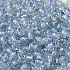 内側が透明なガラスシードビーズ6/0個。  ロンデル  ライトスチールブルー  4x3mm  穴：1.4mm  約7500個/ポンド&nbsp;SEED-P006-01A-13
