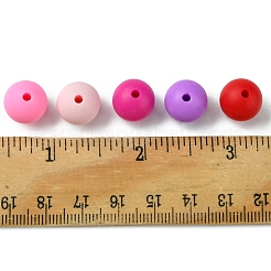 食品グレードの環境に優しいシリコーン焦点ビーズ 35 個  ラウンド  ミックスカラー  12mm  穴：2mm  5色  7個/塩素  35個。&nbsp;SIL-FS0001-22D