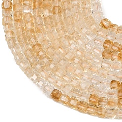 加熱された天然シトリンビーズ連売り  ファセットテーブルカットキューブ  3~3.5x3~3.5x3mm  穴：0.7mm  約128個/連  15.43''（39.2センチメートル）&nbsp;G-B175-C06-3x3mm