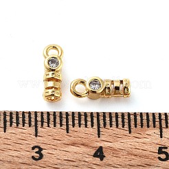 真鍮製コードエンドパーツ  クリアキュービックジルコニア付きエンドキャップ  コラム  18KGP本金メッキ  10x3.5x3mm  穴：1.5mm  内径：1.5mm&nbsp;KK-G479-04A-G