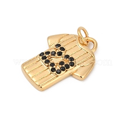 304ステンレススチールマイクロパヴェキュービックジルコニアペンダント  丸カン付き  真空めっき  18KGP本金メッキ  服  19x15x3mm  穴：3.2mm&nbsp;STAS-D305-02G-D