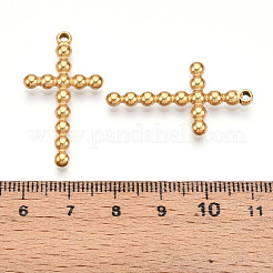 304ステンレスペンダント  イオンプレーティング（ip）  クロスチャーム  18KGP本金メッキ  33x18x3mm  穴：1.6mm&nbsp;STAS-N109-33G