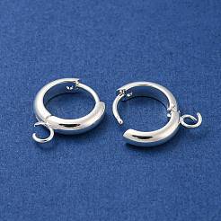 201 ステンレススチール ハギー フープ イヤリング ファインディング  水平ループと316サージカルステンレススチールピン付き  銀  13x3mm  穴：2.5mm  ピン：1mm。&nbsp;STAS-P283-01Y-S