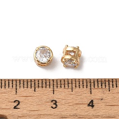 真鍮パヴェ透明ガラスマルチ連リンク  コラム  ニッケルフリー  ゴールドカラー  5x5x5mm  穴：1.4x2.5mm&nbsp;KK-C062-055G