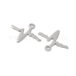 304ステンレススチールチェーンエクステンダードロップ  ハートビートチャーム  ステンレス鋼色  13x14.5x1mm  穴：1.5mm&nbsp;STAS-L022-465P