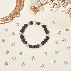 600個2色ccbプラスチックビーズ  クロス  プラチナ·ゴールデン  8x8x3.5mm  穴：1.4mm  300個/カラー&nbsp;CCB-UN0001-02