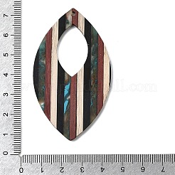 クルミ材と樹脂製の大きなペンダント  馬の目  カラフル  66.5x39x3.5mm  穴：2mm&nbsp;WOOD-G025-02B