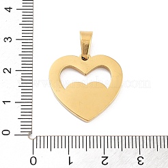 304ステンレスペンダント  ラインストーンとエナメル  ゴールドカラー  ハート  21x21.5x2mm  穴：6x4mm&nbsp;LS-STAS-M062-01G-F