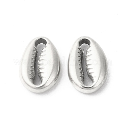 変色しない304ステンレススチールチャーム  カウリーシェルシェイプ  ステンレス鋼色  11.5x8x3.5mm  穴：3mm&nbsp;X-STAS-L268-018P