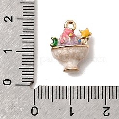 合金エナメルチャーム  アイスクリームのチャーム  長持ちメッキ  ゴールドカラー  ピンク  15x12x6mm  穴：1.2mm&nbsp;FIND-Z119-05G-02