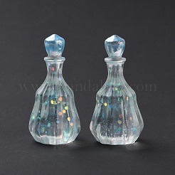 ダミーボトル透明レジンカボション  スパンコール  ライトスカイブルー  32x16mm&nbsp;LS-RESI-E025-06C