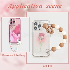 4セット4スタイルのアクリルビーズモバイルストラップ  合金パーツ  混合図形  ミックスカラー  190~205x13.5~14mm  1セット/スタイル&nbsp;MOBA-OC0001-02