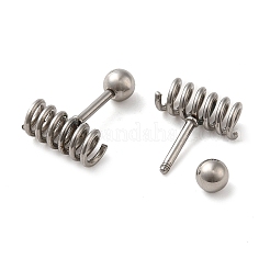 変色しない304ステンレススチールスタッドピアス  スパイラル  ステンレス鋼色  4.5x11mm&nbsp;EJEW-Q795-01P