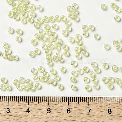 MIYUKIラウンドロカイユビーズ  日本製シードビーズ  （rrhb267)淡黄色の裏地付きクリスタルab  8/0  3mm  穴：1mm  約422~455PCS /ボトル  10 G /ボトル&nbsp;SEED-JP0009-RRHB267