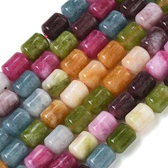 染め加工天然石ホワイトジェイドビーズ連売り  コラム  ミックスカラー  8.5x6.5mm  穴：1.2mm  約47個/連  14.96''（38センチメートル）&nbsp;GG-CBAADBA-A02